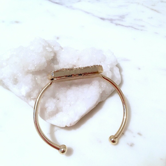 ✨Gold Plated Druzy Bar Bangle Bracelet - Picture 5 of 8